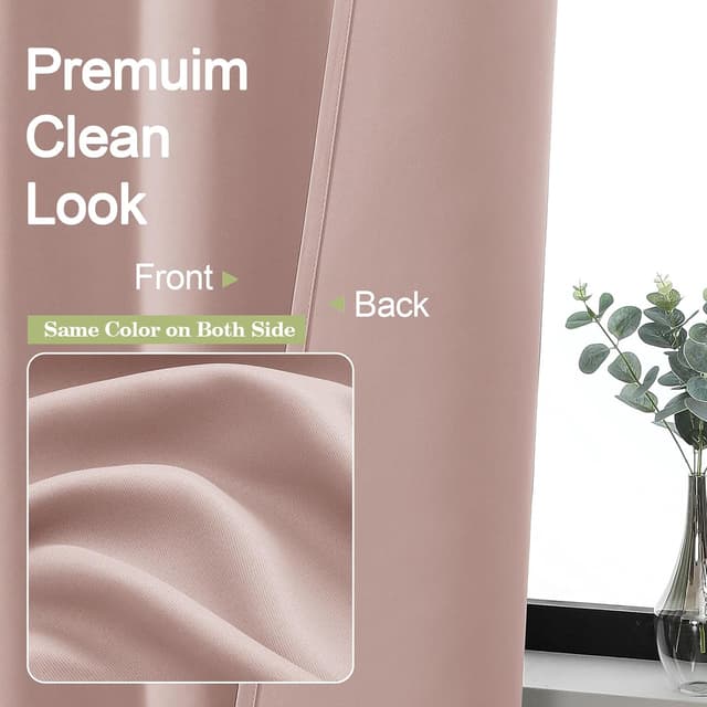 Detalle 2 de OWENIE Sally Blush Pink Blackout Curtains for Bedroom 2 Panels 🌟
