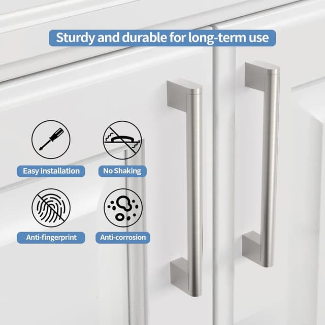 Detalle de Brushed satin cabinet pulls, 10 pack 160mm