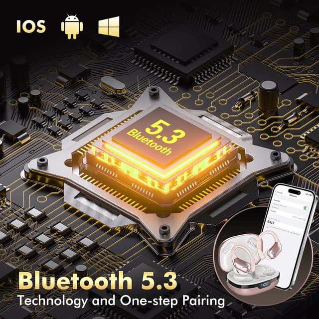 Detalle 2 de HAOYUYAN BX17 Wireless Earbuds (Sports) with IPX7 Waterproof, LED Battery Display, and Noise Canceling