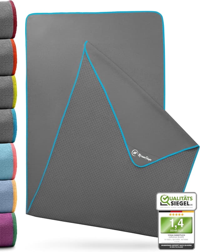 Detalle de NirvanaShape Yoga Handtuch rutschfest (Hot Yoga Towel) mit Antirutsch-Noppen – 185 x 63 cm