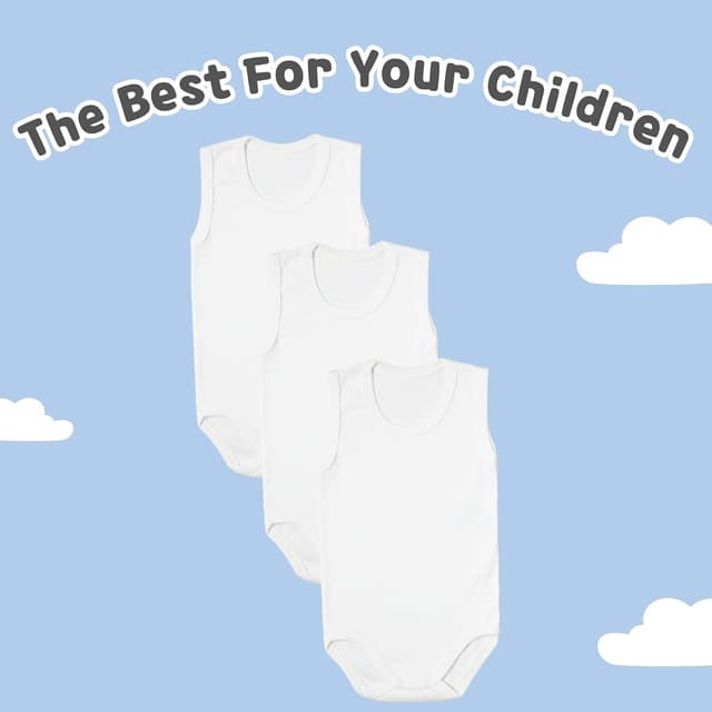 Detalle de rise&Raba Baby Bodysuit 3-pack in 100% organic cotton (sleeveless) for boys and girls