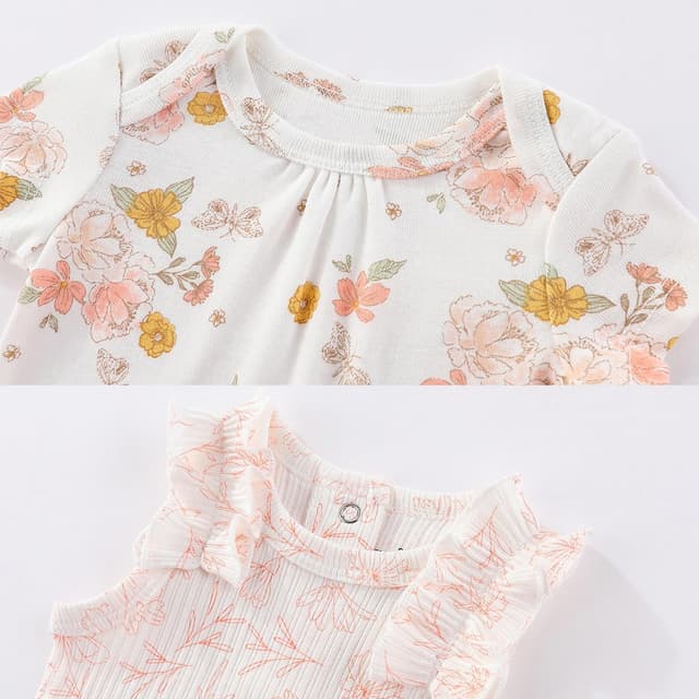 Detalle de MAMIMAKA Newborn cotton short-sleeve bodysuits 5-pack