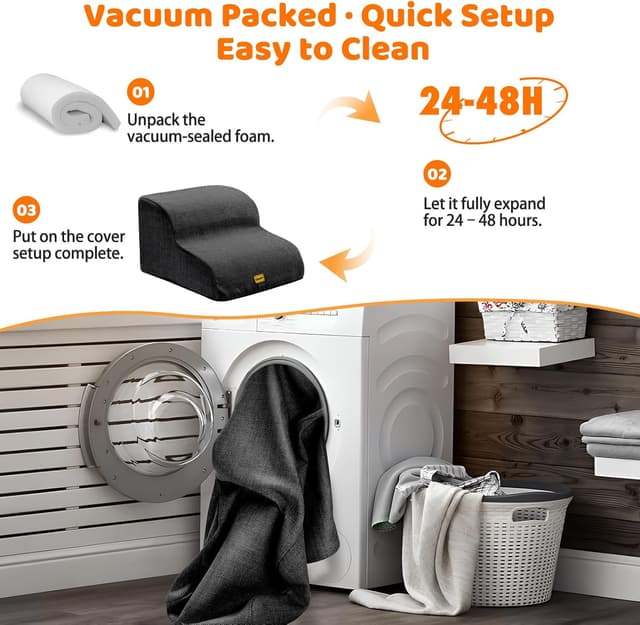 Detalle de Gimars Scaletta per cani extra lunga e robusta in schiuma 30D, a 2 gradini per divano (nera)