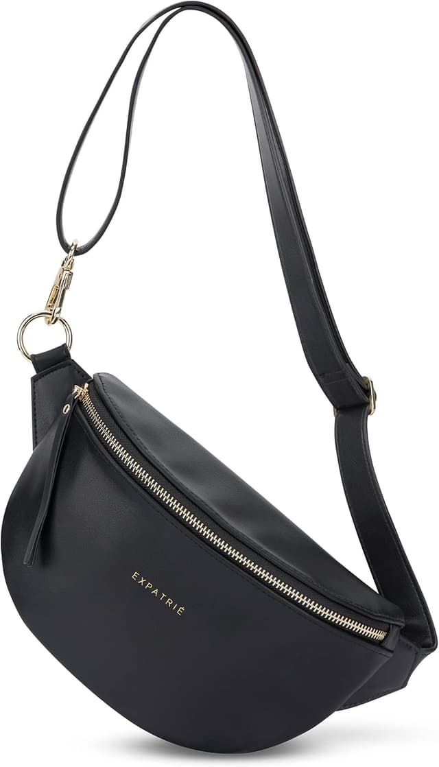 Detalle 2 de Expatrié Alice Small Bauchtasche für Damen – schwarz, veganes Kunstleder, wasserabweisend