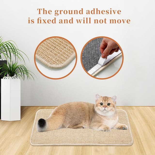 Detalle de HAOYULUO 3er Kratzmatte Katze aus Sisal (50 x 25 cm) – Kratzbrett zum Schutz von Möbeln & Teppichen