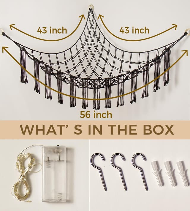 Thumbnail 4 de Macrame Stuffed Animal Hammock Corner with LED Light