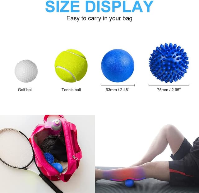 Detalle 2 de URAQT set di 2 palline per massaggio a punte: lacrosse e palla da massaggio per rilassamento miofasciale e trigger point