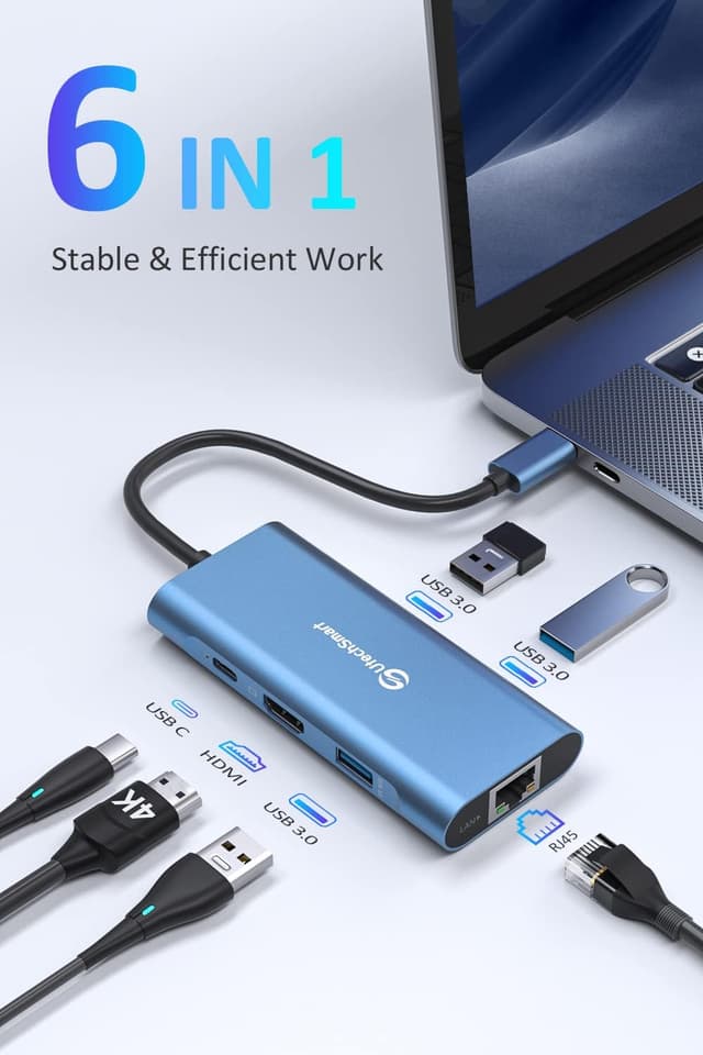 Detalle 2 de UtechSmart USB C Hub 6 in 1 Blau