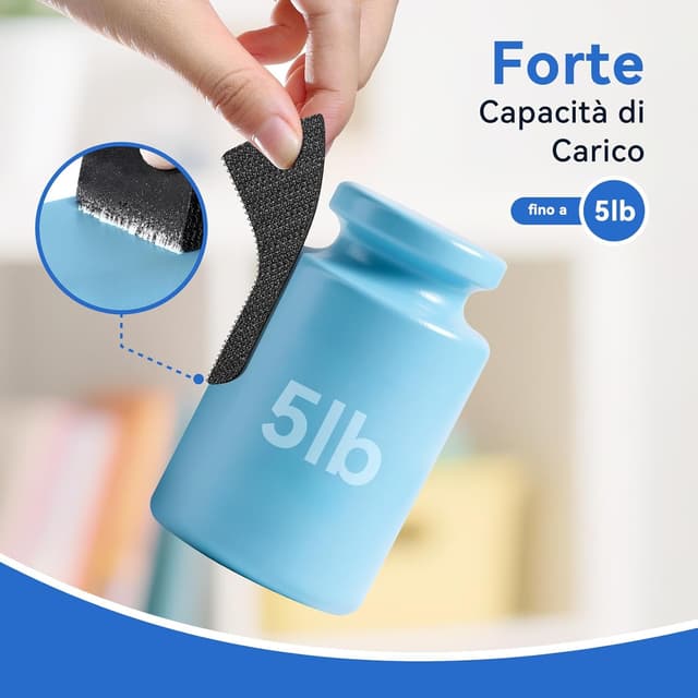 Detalle 2 de HOMMAND Feltro adesivo Forte biadesivo hook & loop, 24 pezzi (rettangoli, quadrati e tondi) nero