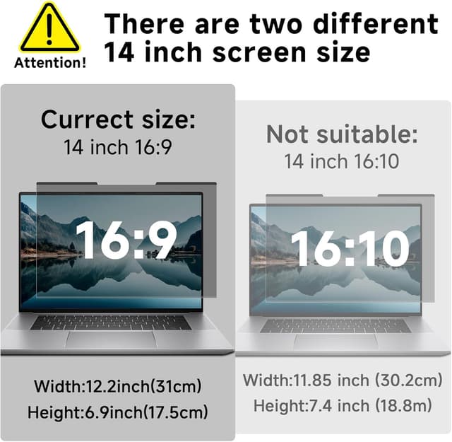 Detalle de STARY 14-inch Magnetic Laptop Privacy Screen (16:9) with Anti-Spy & Blue Light Glare Reduction