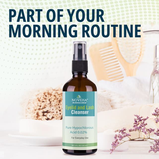 Detalle de NOVEHA Eyelid Cleanser Hypochlorous Acid Spray (4oz, 3-Pack) for Stye Relief and Gentle Daily Lid Cleaning