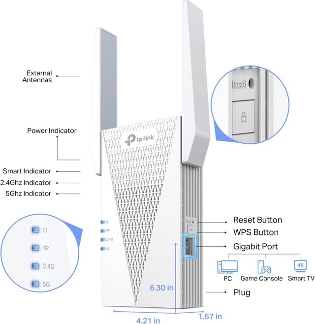 Thumbnail 1 de TP-Link RE615X WiFi 6 Extender 2100 sq ft