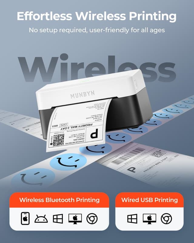 Detalle de MUNBYN 4x6 Bluetooth shipping label printer