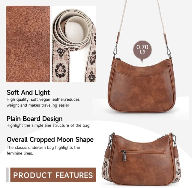 Detalle de APHISON Small Crossbody Bag for Women and Girls – Vegan Leather Mobile Phone Purse with 3 Zip Compartments