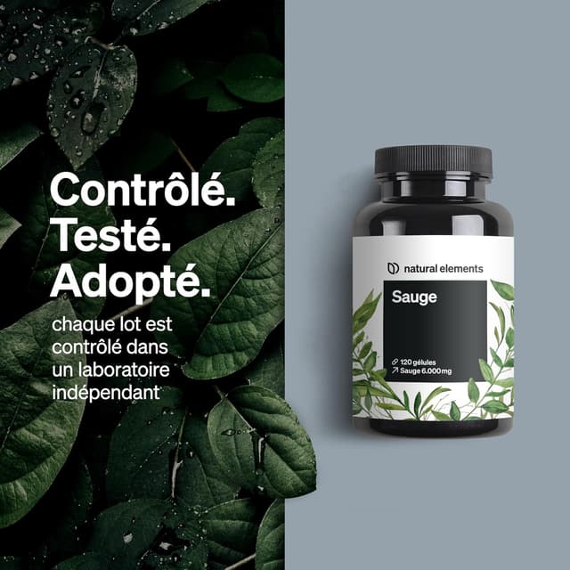 Detalle de Sauge 120 gélules – extrait de sauge 10:1, 6 000 mg par dose journalière