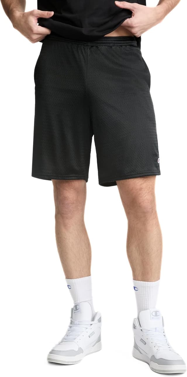 Detalle de Champion Men’s Mesh Gym Shorts — Lightweight Athletic Shorts (9" Inseam, Regular or Big & Tall)