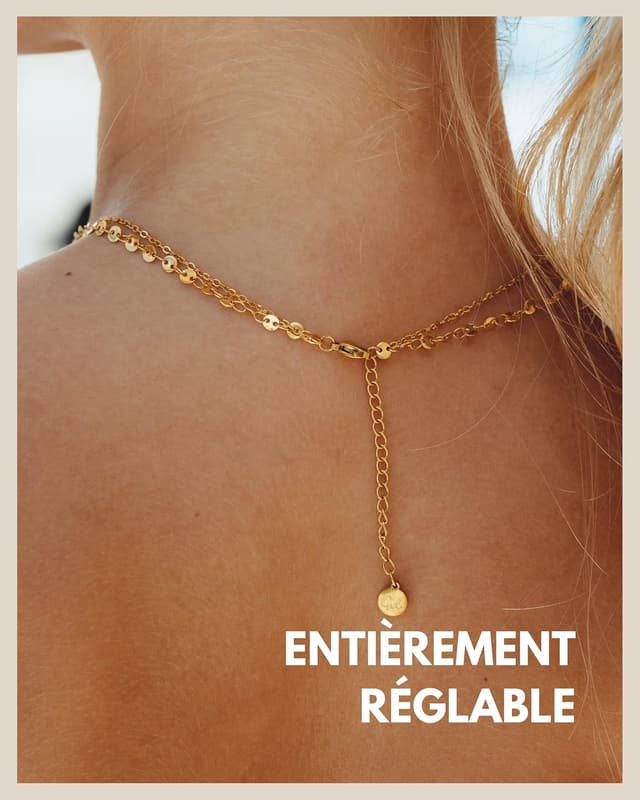 Detalle 2 de GD GOOD.designs EST. 2015 – Collier multi-rangs pour femmes avec plaquettes (acier inoxydable, résistant à l’eau)