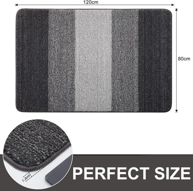 Detalle 2 de Homaxy Indoor Door Mat (80 x 120 cm) – Grey, Non-slip & Machine Washable