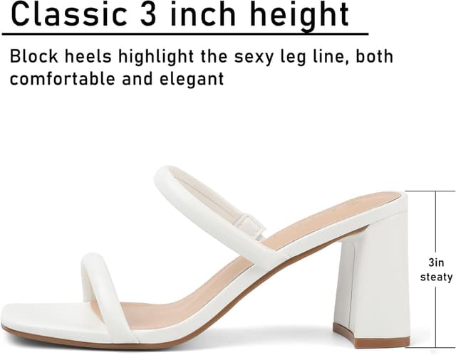 Detalle de Avidirk Women’s Square Open Toe Heeled Sandals (Two-Strap Mule) with Block Chunky Mid Heels