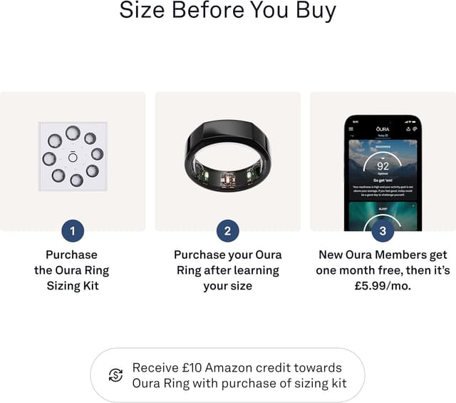 Detalle de Oura Gen3 Heritage Smart Ring (Size 8, Black) — sleep, heart rate & fitness tracking wearable