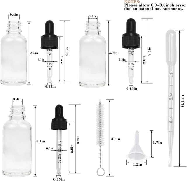 Detalle 2 de Reyshin 12 Pack Glass Dropper Bottles