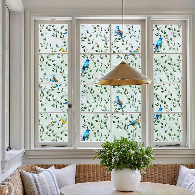 Detalle de dktie Fensterfolie Sichtschutzfolie mit Vogel und Zweig – statisch haftend, 90 x 200 cm