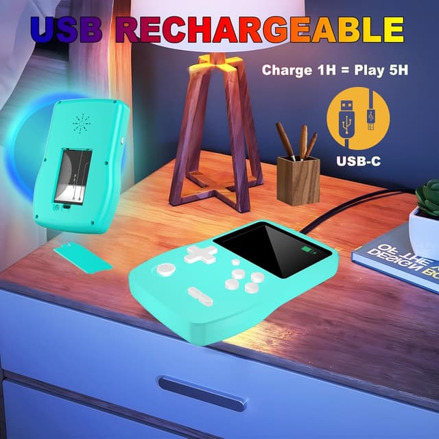 Detalle 2 de Bornkid Portale Giocattolo per Bambini con 139 videogiochi a 32 bit, schermo IPS 3,0” e batteria ricaricabile USB-C