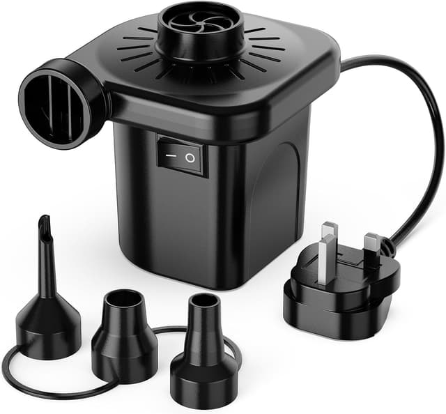 Detalle de Electric Air Pump for Inflatables with 3 Nozzles (220–240V) – Portable Quick-Fill & Deflate Pump