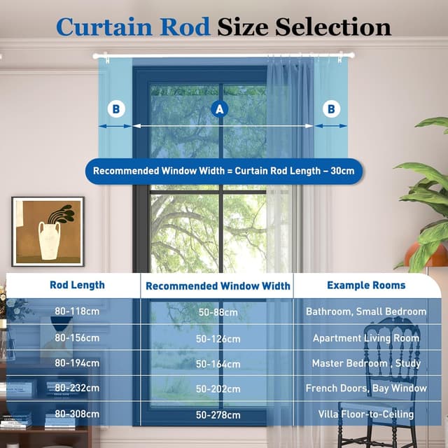 Thumbnail 3 de Yeabett Gardinenstange 80–308 cm ausziehbar 22 mm Rostfrei