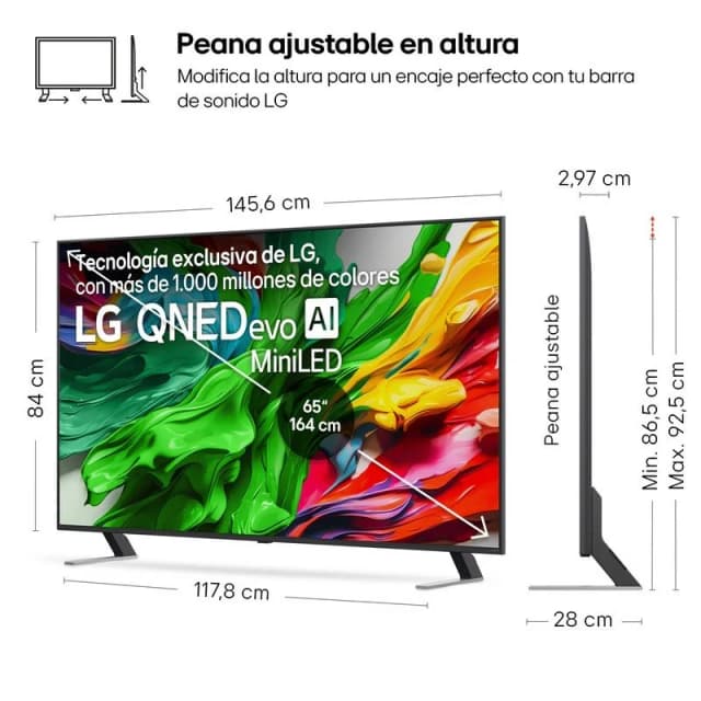 Detalle 2 de LG QNED evo 65QNED85A6C de 65" 4K MiniLED con Dolby Vision, WiFi 6 y AirPlay 2