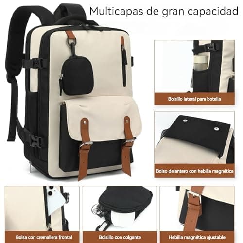 Detalle de Mi Ko Mi Ka Mochila de Viaje Grande 2210 con puerto USB y compartimento para zapatos