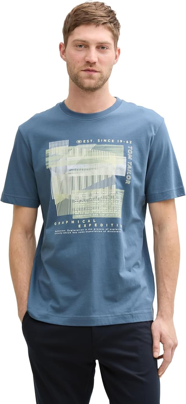 Thumbnail 6 de TOM TAILOR 1045664 T-Shirt da uomo tinta unita con stampa sul petto