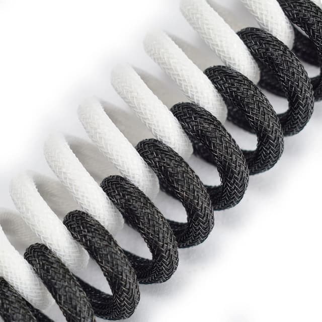 Detalle 2 de ZDawnn Braided Coiled Type-C to USB-A Keyboard Cable (1.5m) with Detachable Aviator Connector, White