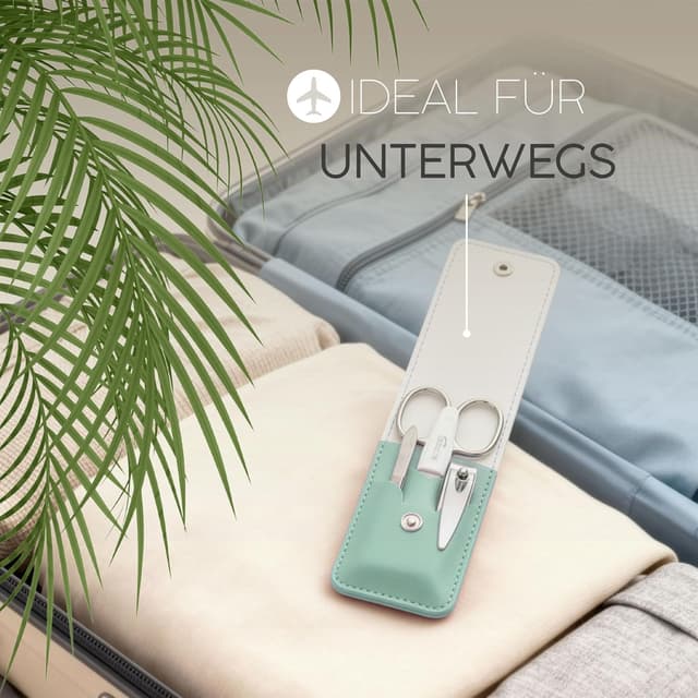 Detalle 2 de marQus Maniküre Set 4-teilig inkl. Feile aus Solingen – kompaktes Reise-Nageletui in Mint