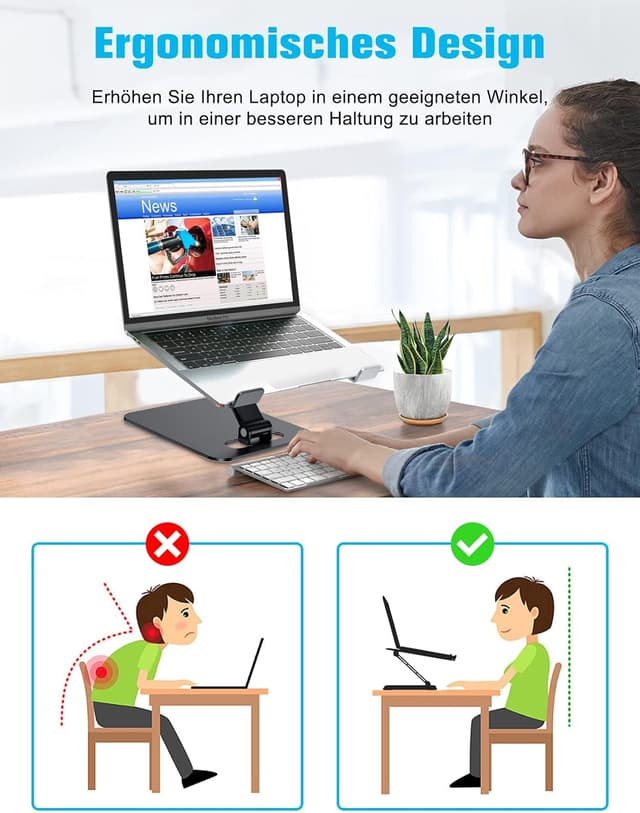 Detalle 2 de Babacom Laptop Ständer Höhenverstellbar 10–16 Zoll