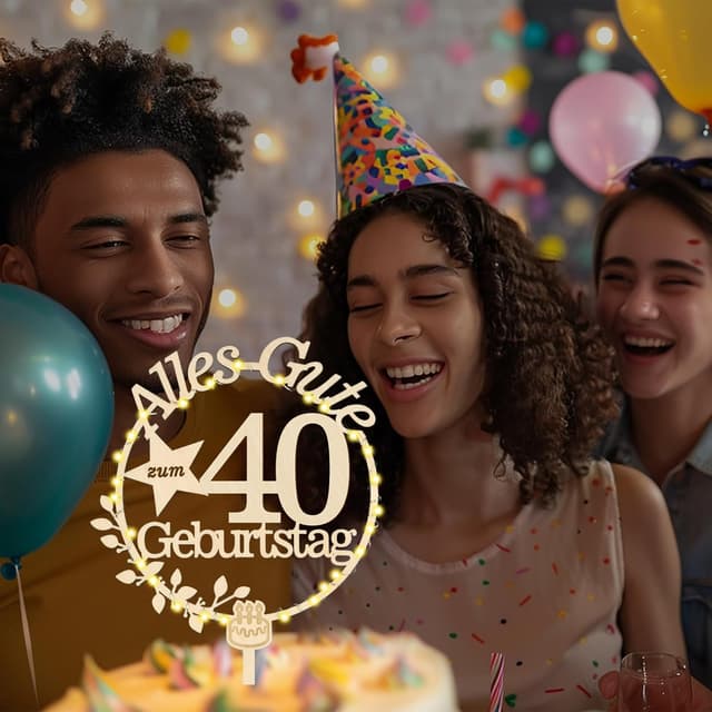 Thumbnail 2 de Giftota Cake Topper 40. Geburtstag Holz