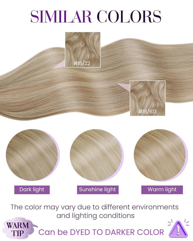 Detalle 2 de LaaVoo Extensions Echthaar Bondings (Keratin Bondings) Blond, 40 cm, 1 g, #16/22