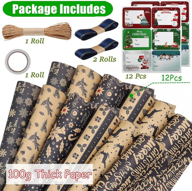 Thumbnail 1 de YankMooM 12 Sheets Christmas Wrapping Paper 70x50cm