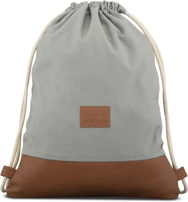 Detalle de Johnny Urban Luke Turnbeutel mit Kordelzug – grau-braun, Baumwoll Canvas, mit Innenfach