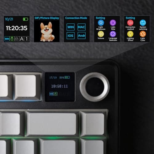 Detalle de EPOMAKER X Aula F75 MAX (Reaper Switch) teclado mecánico inalámbrico 75% con pantalla TFT y perilla