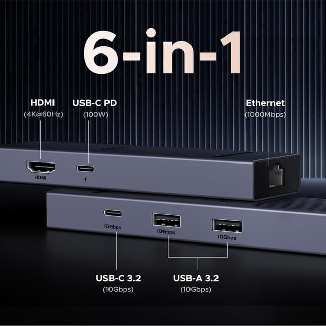 Detalle 2 de UGREEN Revodok Pro 1061 USB C Hub 10Gbps