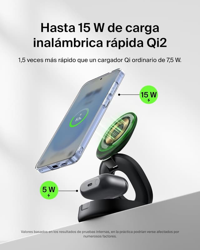 Detalle de Belkin Cargador Inalámbrico 2 en 1 para iPhone y AirPods