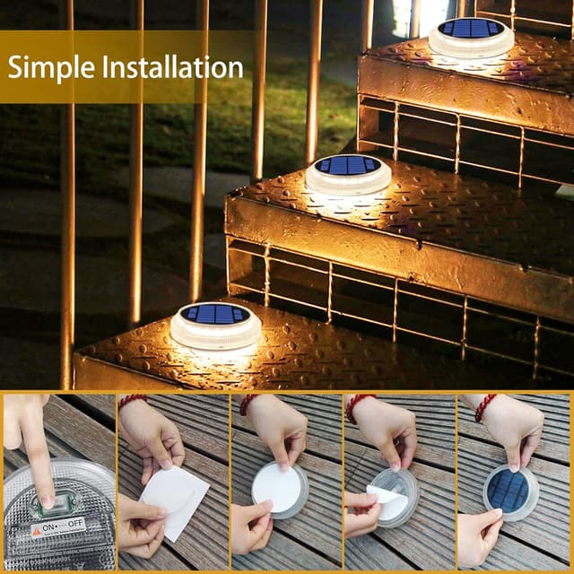 Thumbnail 6 de YiLaie Solar Decking Lights (Solar Step Ground Lights) – 4 Pack, IP68 Waterproof, Warm White