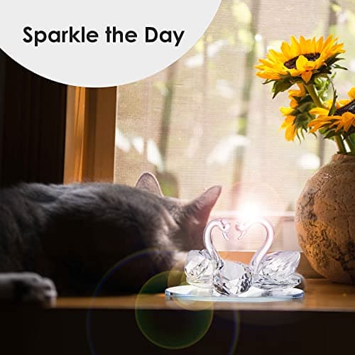 Detalle de Décoration en verre de cristal deux cygnes Swarovski ⚡