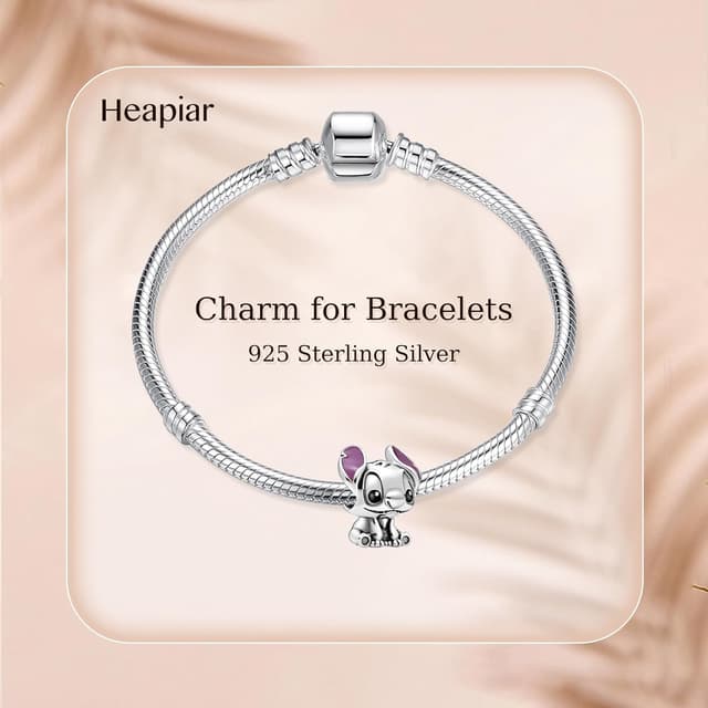 Detalle 2 de HAEPIAR 925 Sterling-Silber Charm mit Zirkonia (außerirdischer Hund) für Armbänder