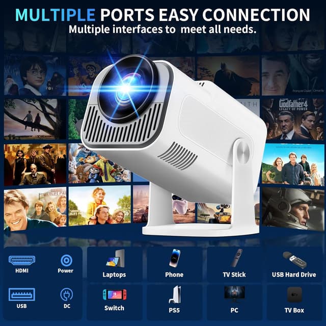 Detalle 2 de Nonete Mini Projector 4K (1080P Full HD) Portable Projector with WiFi 6 & Bluetooth 5.2