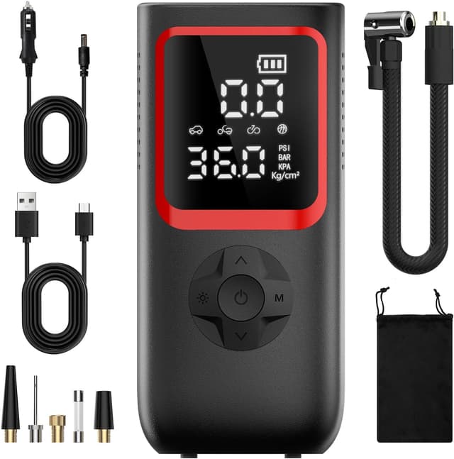 Detalle de Portable Tire Inflator Air Compressor (150PSI) with Dual Display, LED Light & USB Output