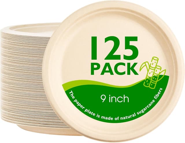 Imagen de Packinno 9 Inch 125-Pack Compostable Plates en OfertitasTOP
