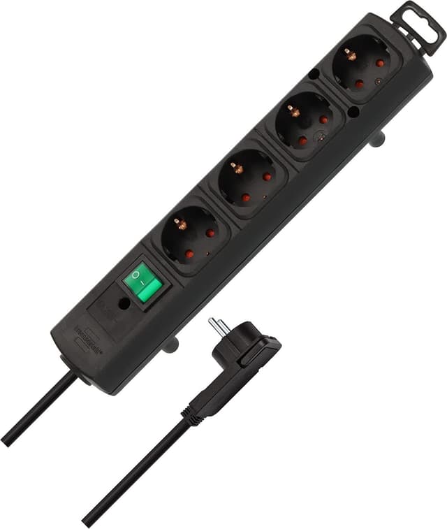 Detalle de Brennenstuhl multiprise avec interrupteur noir (4 prises) Flachprise mâle 1153100100