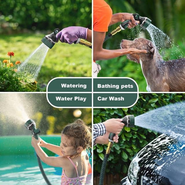 Thumbnail 6 de U ULTTY Flexibler Gartenschlauch 30 m mit Auszieh-Funktion, Metallanschlüssen und 10-Funktions-Brause